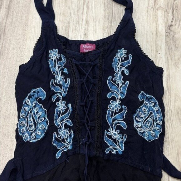 Fashion Terminal navy  Boho fairy gothic grindie shirt dress size medium - Picture 3 of 7